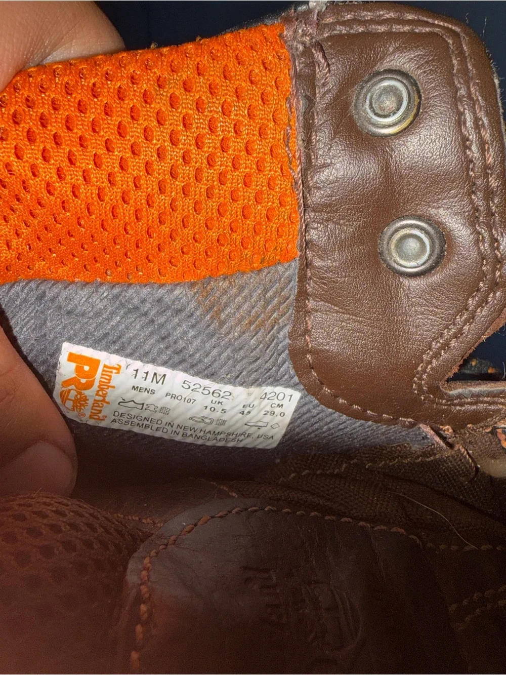 Timberland Brown Work Boots with Orange Interior